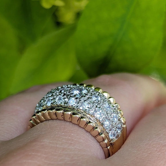 Sterling Silver 925 Gold Vermeil Ring Clear CZ stones Size 6.5 - Picture 4 of 5